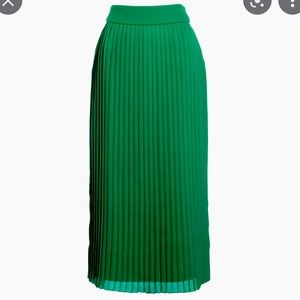 J. Crew Factory Green Pleated Midi Skirt